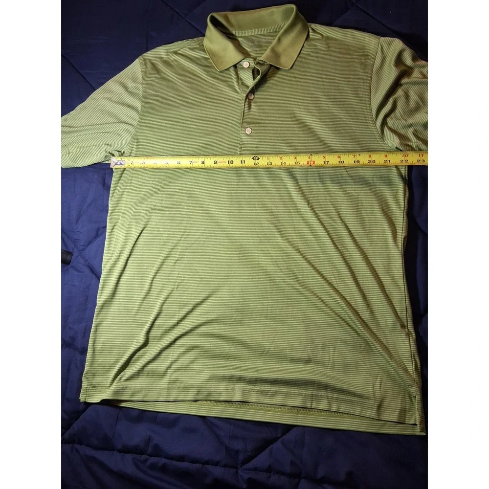 Nike‎ Play Dry Mens Green Striped Performance Golf Polo Shirt Size Large